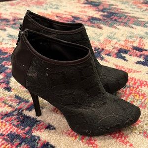 Maurice’s black lace dress booties